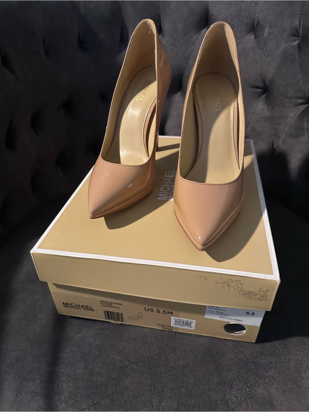 MICHAEL Michael Kors “Brielle” Nude Patent Pointed-Toe Stiletto Pumps
